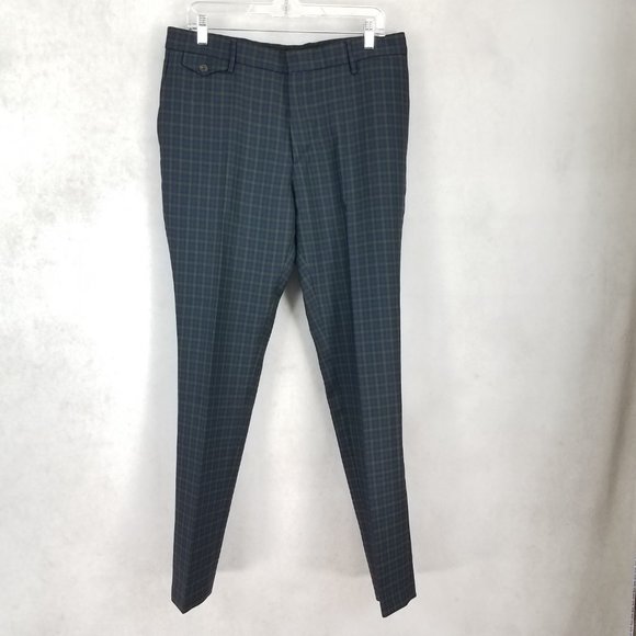 Burberry Men's 40 Soho Tartan Plaid Straight Leg Trousers Pants in Blue/Green - Picture 3 of 16